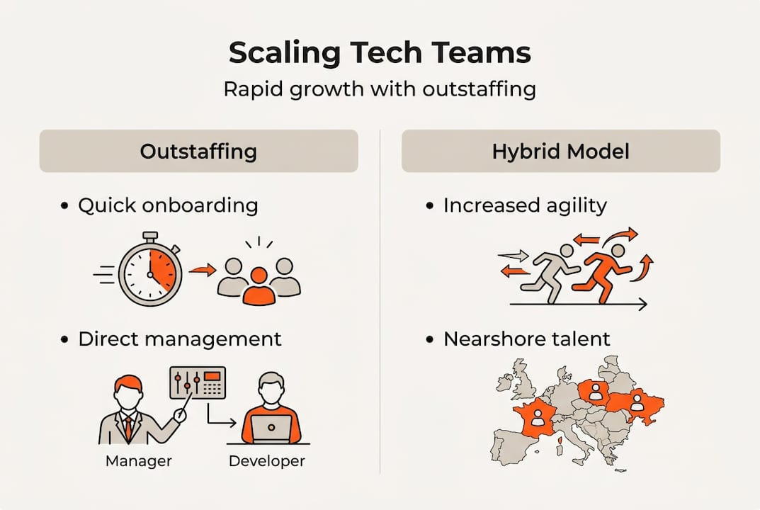Infographic showing scaling team models