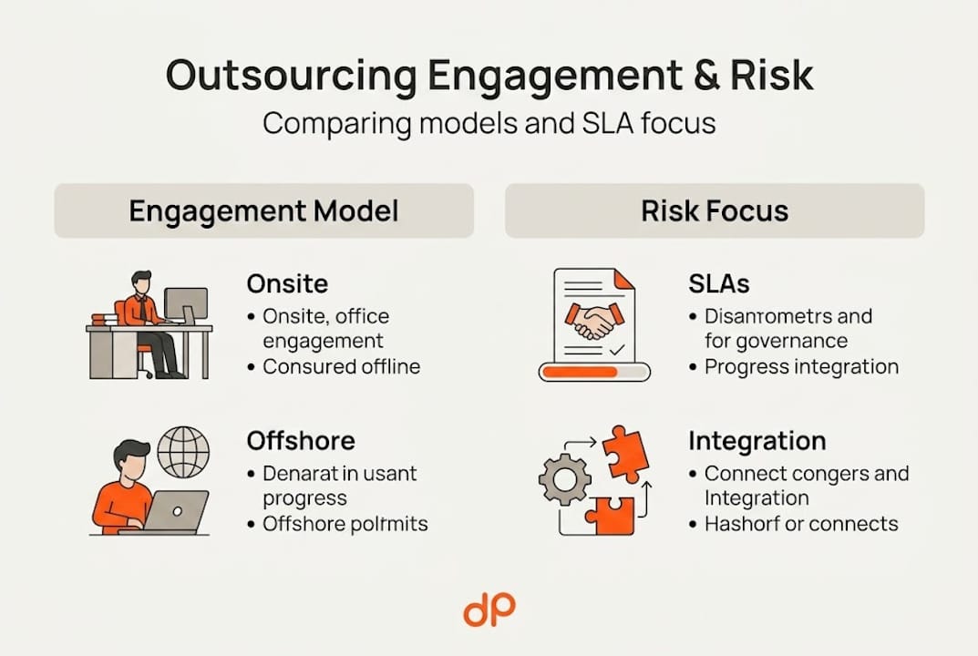 Infographic comparing outsourcing models and risks
