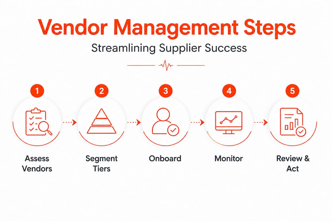 Infographic of vendor management process flow steps