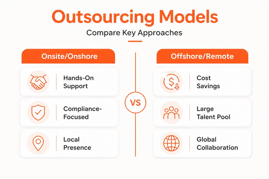 Infographic comparing technology outsourcing models