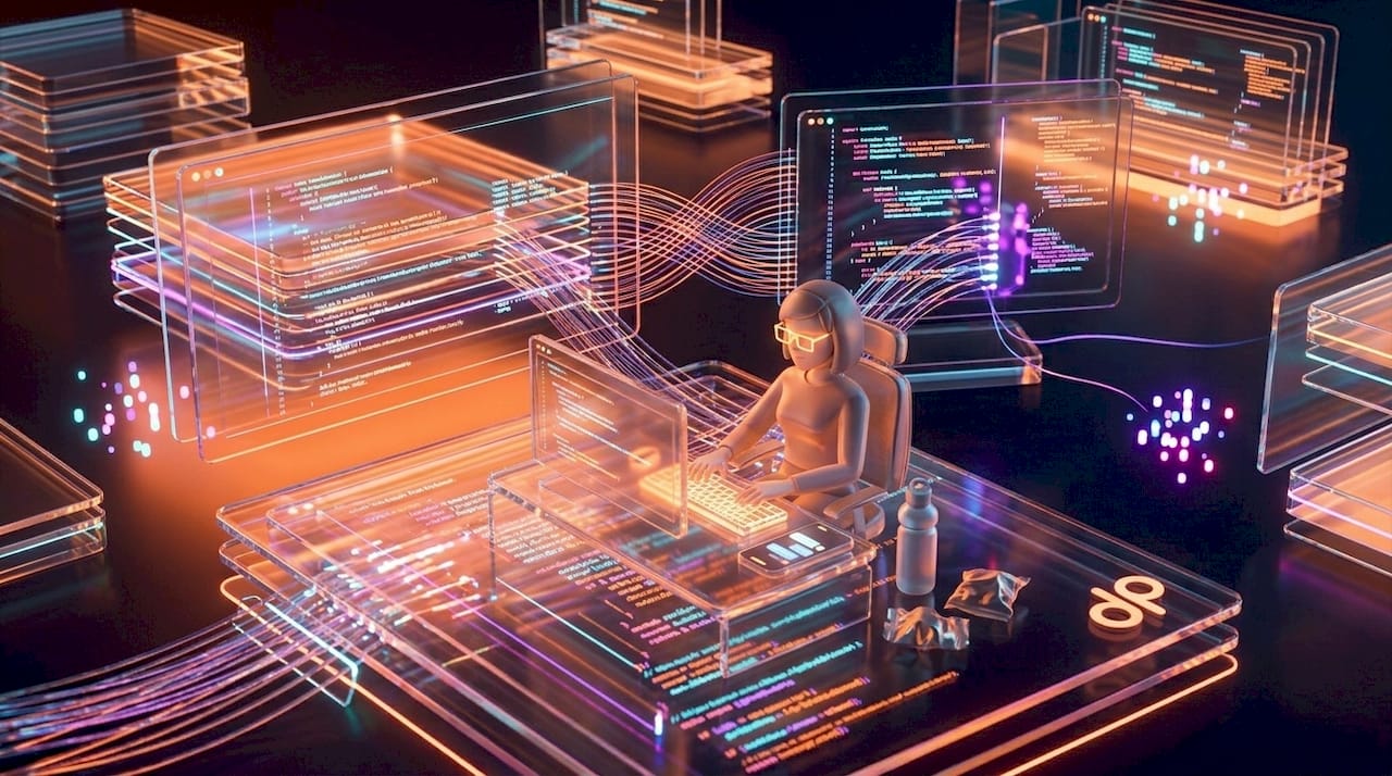 Offshore developer coding in team workspace