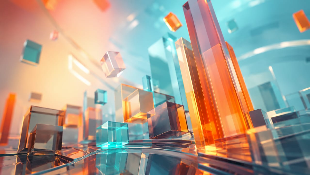 3D glowing abstract shapes symbolizing engineering workflow