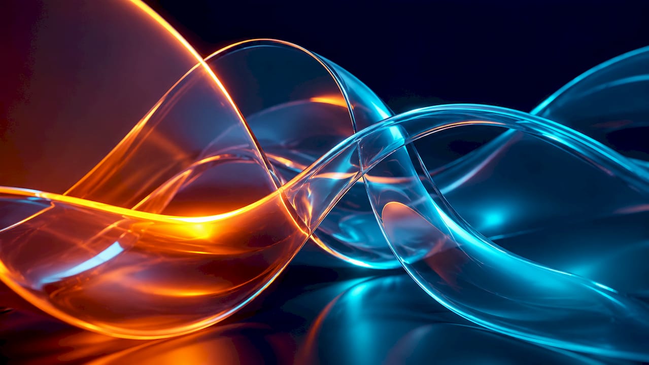 3D abstract glowing shapes illustrating team connection