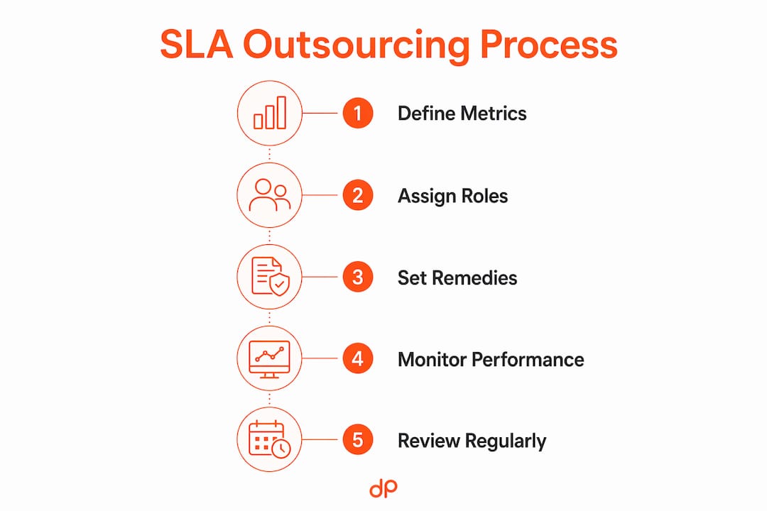 Infographic summarizing SLA outsourcing process steps
