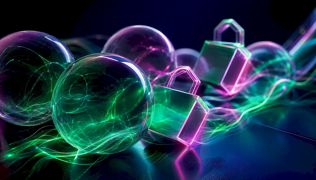 Abstract 3D cybersecurity shield concept