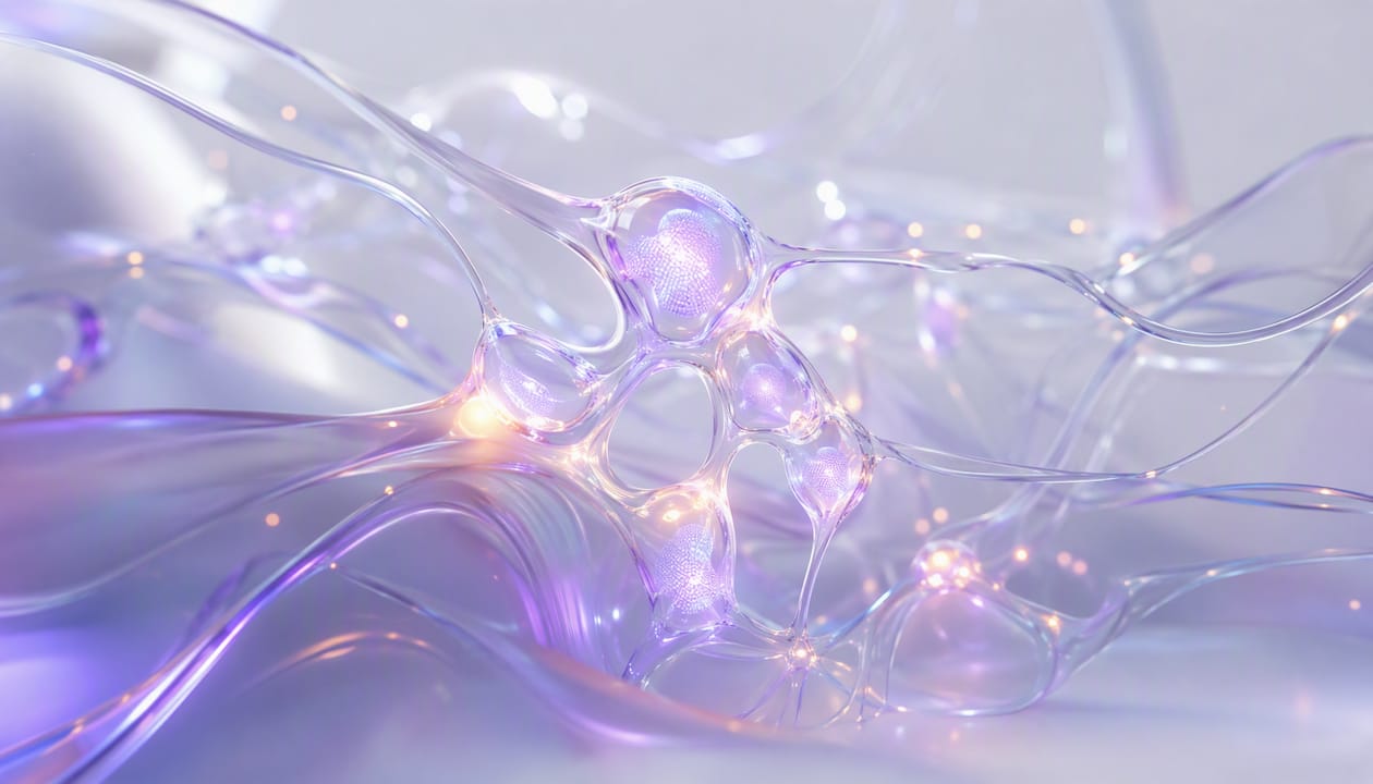 3D abstract glowing AI decision-support visualization