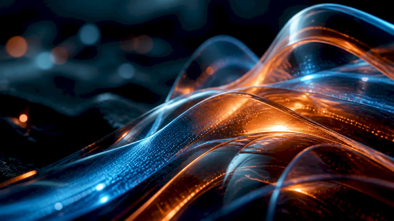 Abstract glowing shapes representing telehealth connections