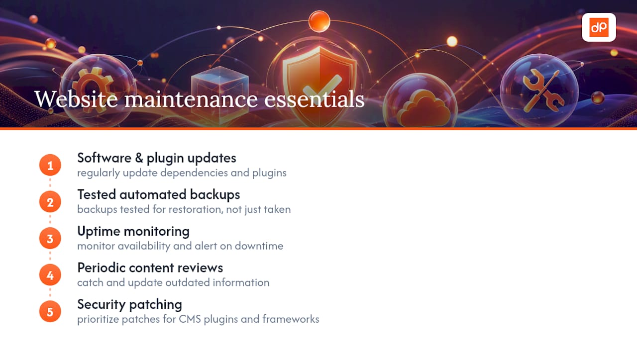 Five essential website maintenance activities