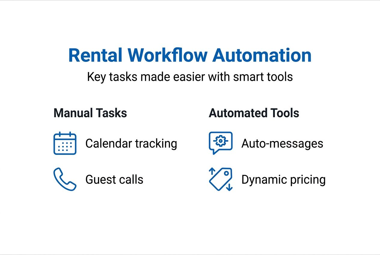 Streamline your Cape Coral short-term rental workflow 2 Infographic showing manual vs automated rental tasks
