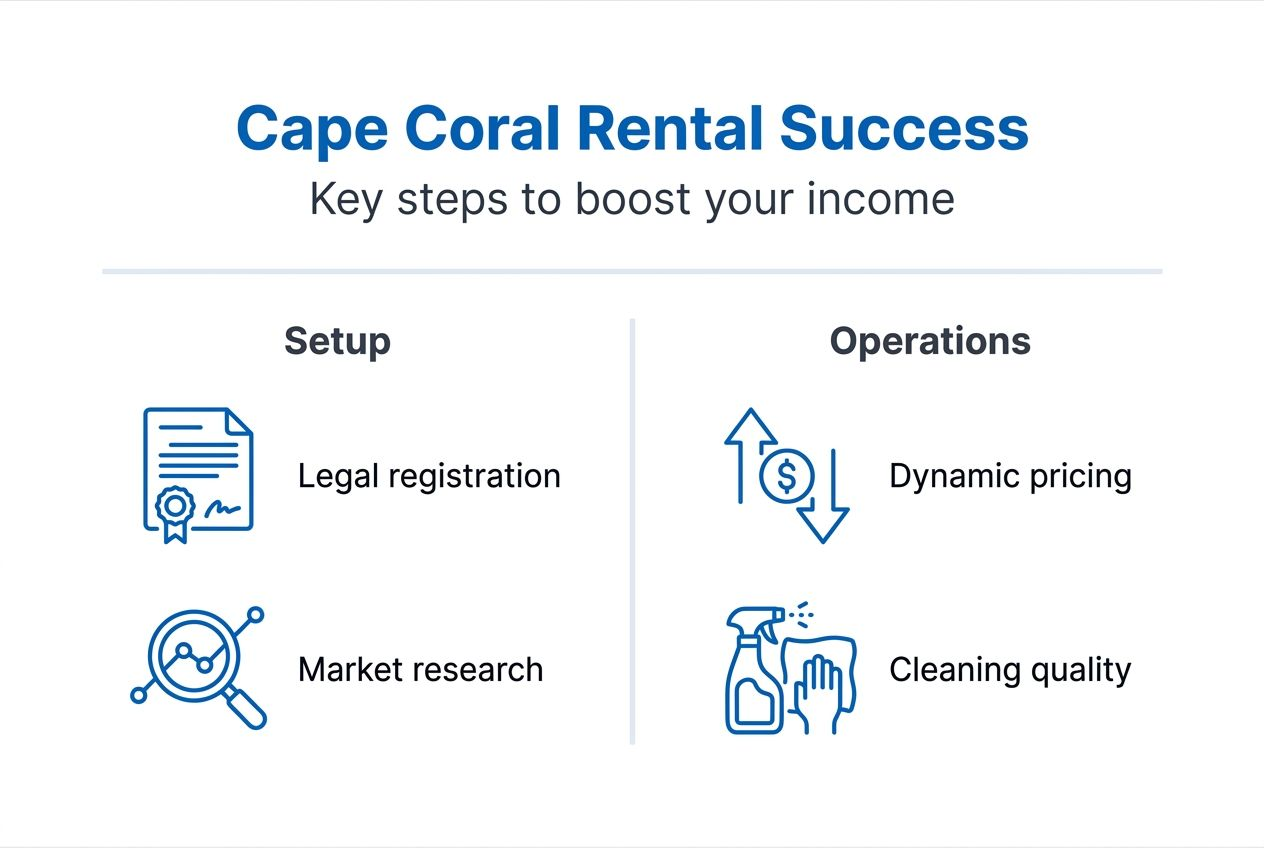 Maximize vacation rental income in Cape Coral 2026 2 Infographic Cape Coral rental income steps