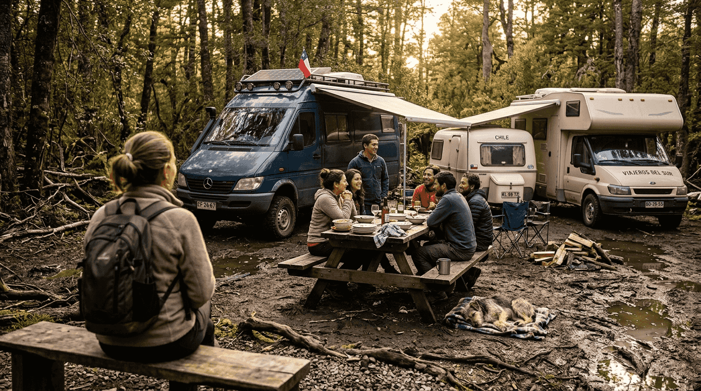 Camper meetup with a wide variety of camper vans and RVs