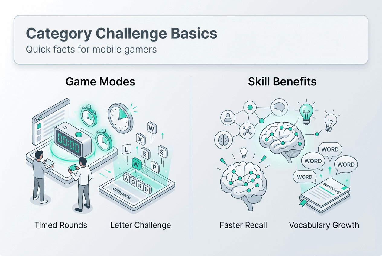 Infographic showing category challenge basics and benefits