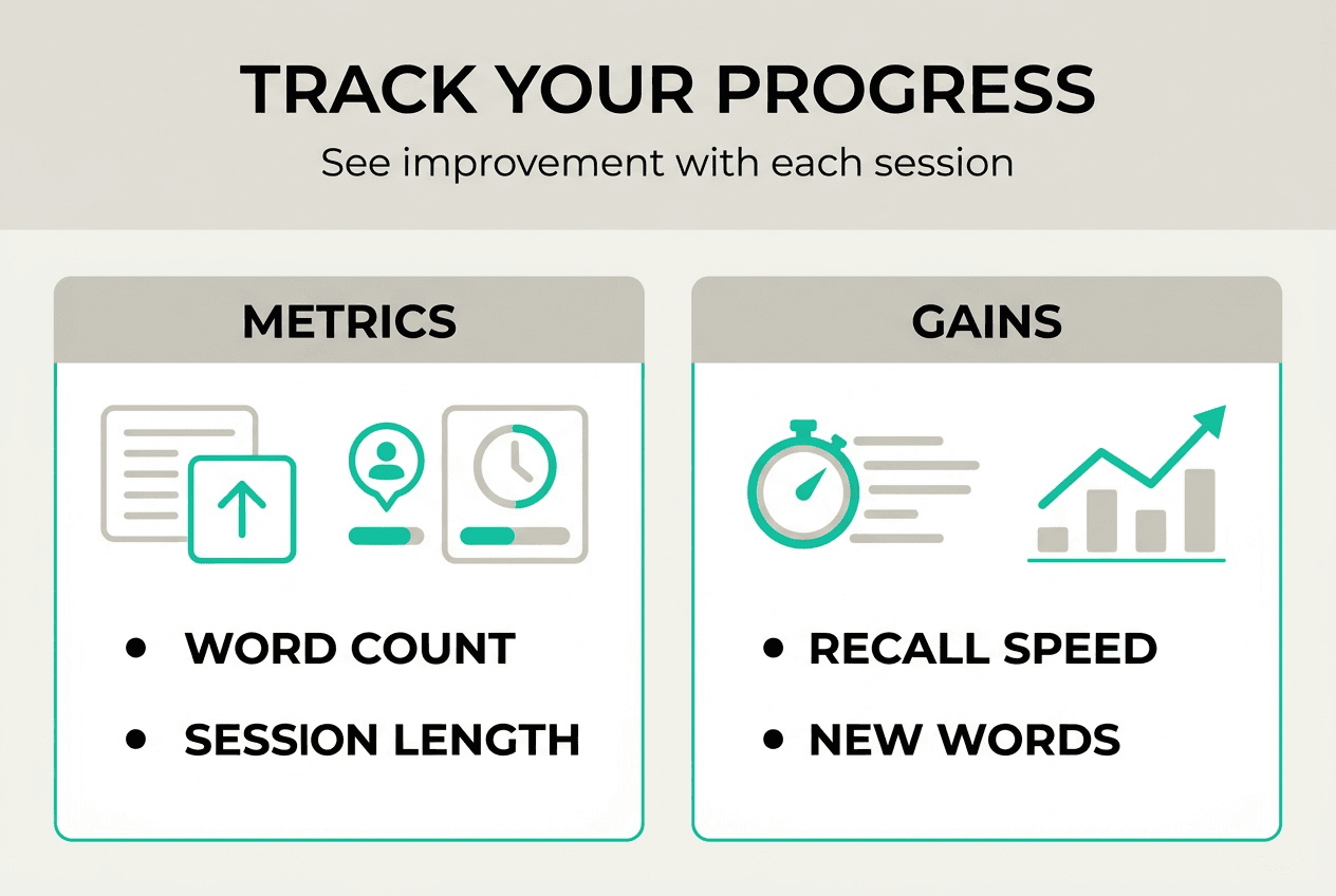 Infographic visualizing category game vocabulary progress