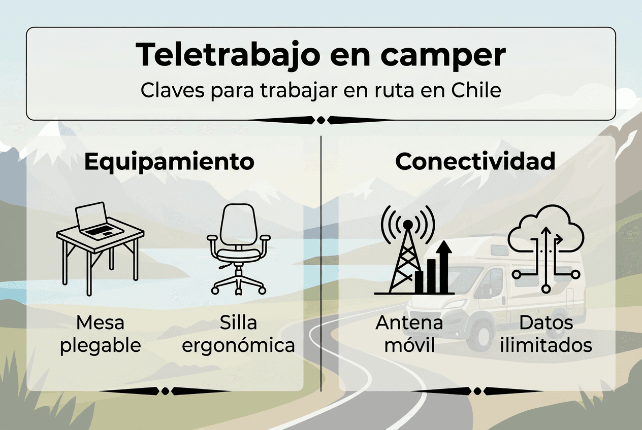 Learn everything about teleworking in campers in Chile with this infographic