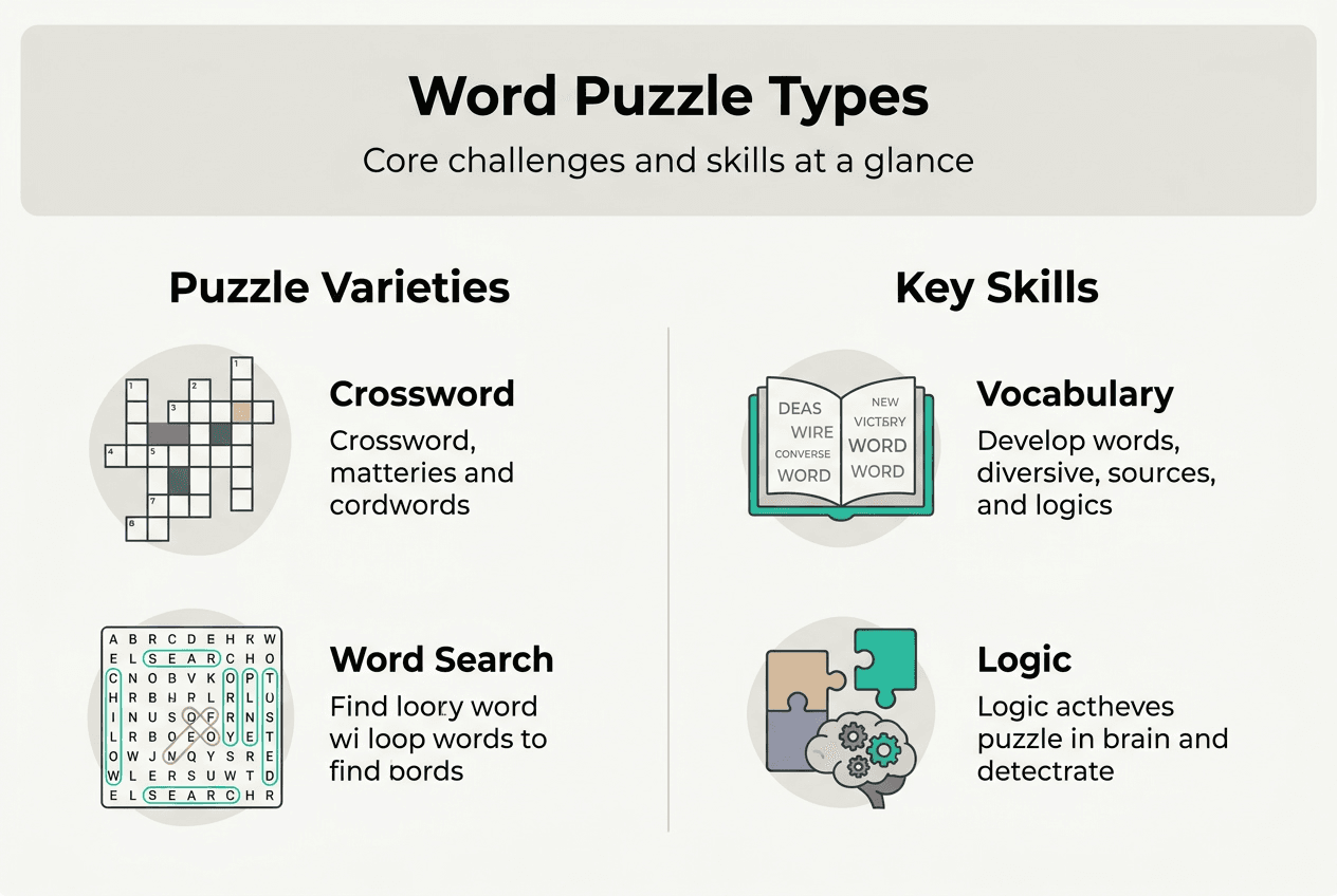 Infographic comparing types and skills of word puzzles