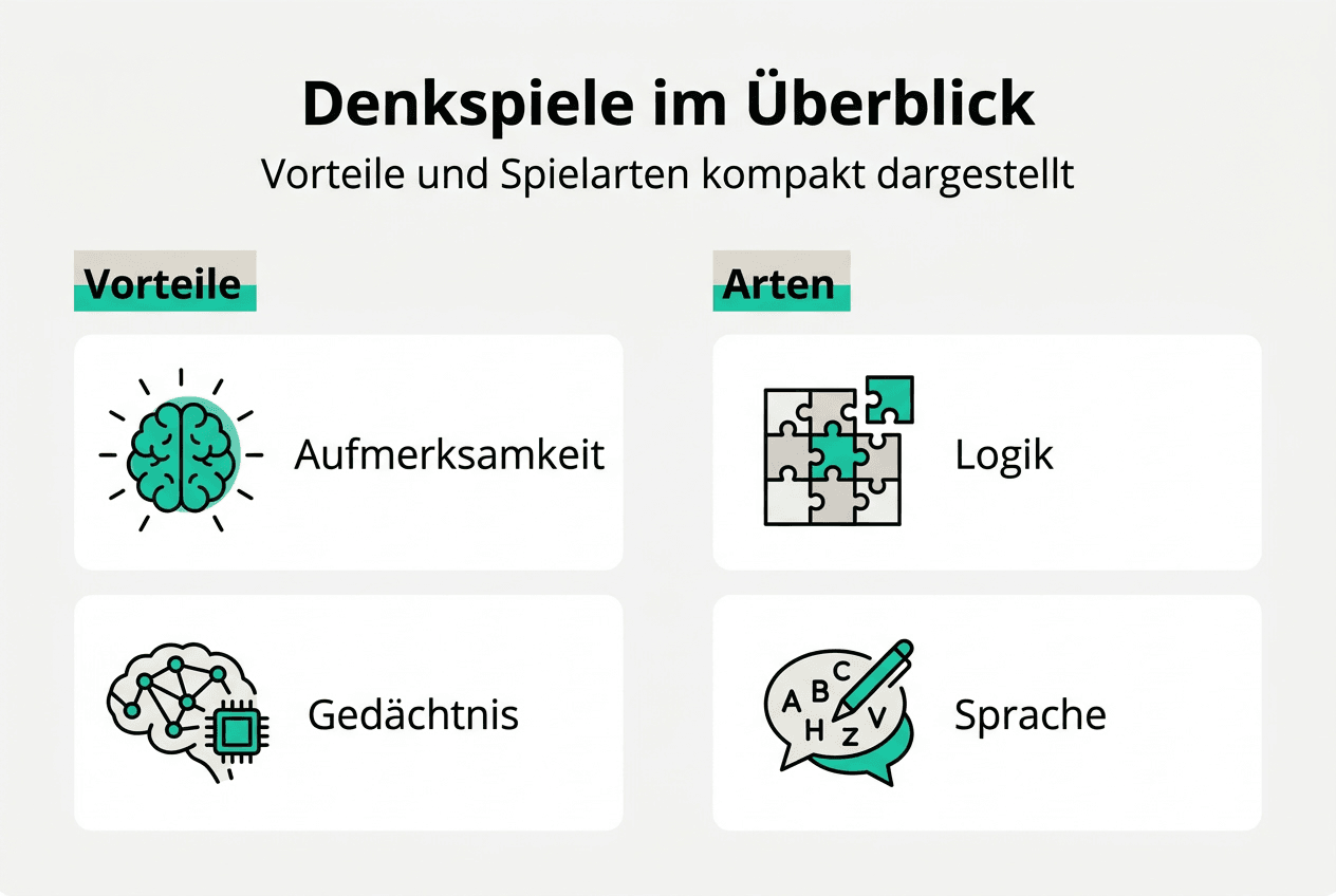 Infografik: Warum Denkspiele sinnvoll sind und welche Varianten es gibt