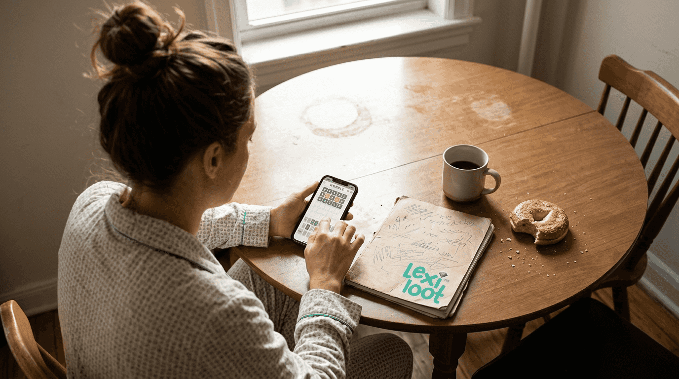 Woman selecting starter word for Wordle game