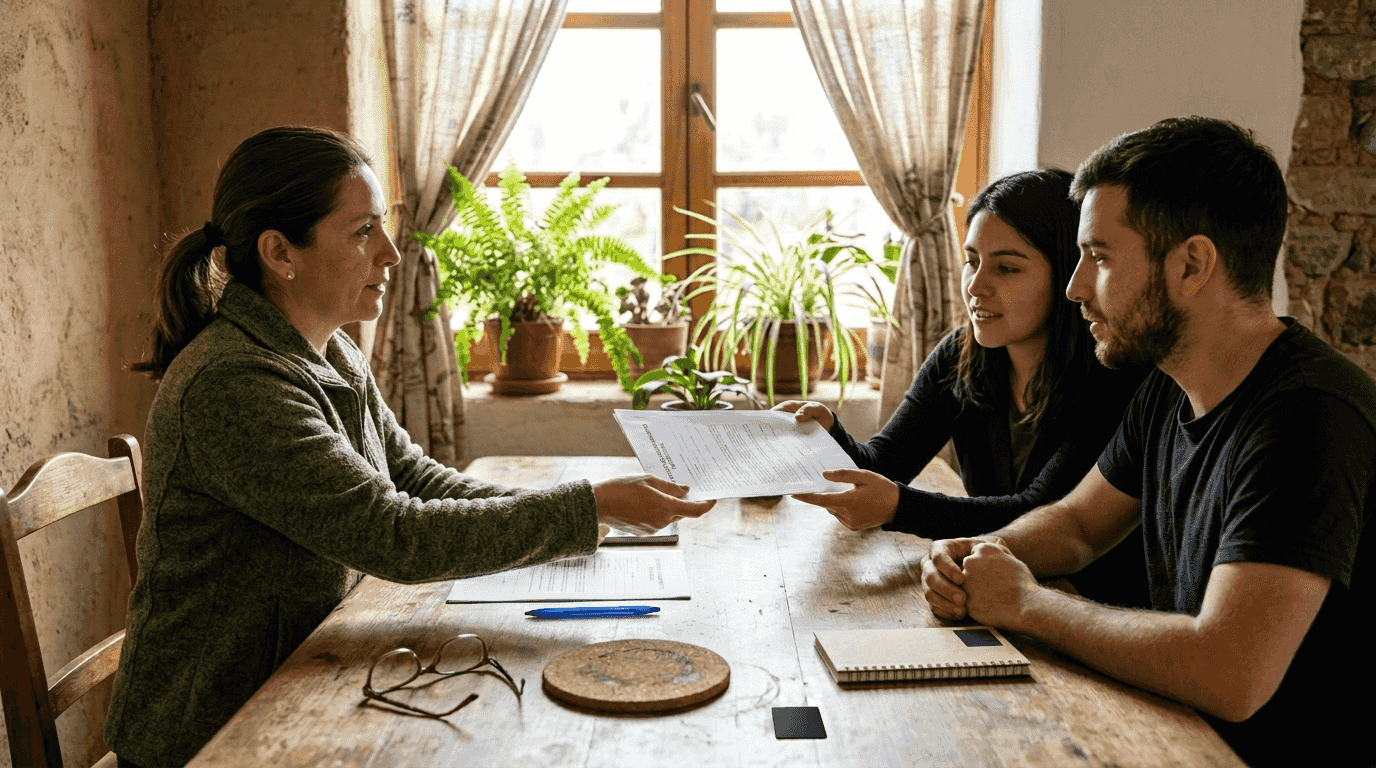 Entrega del contrato de alquiler para la casa rodante