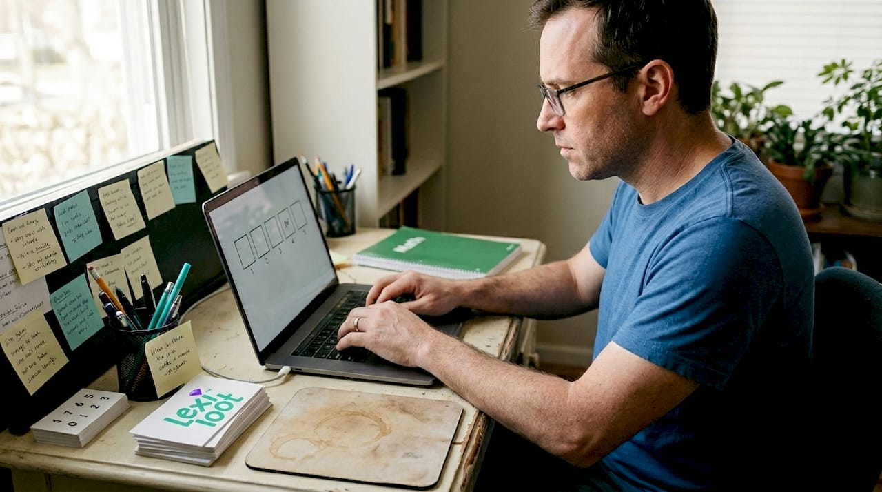 Man playing working-memory brain game