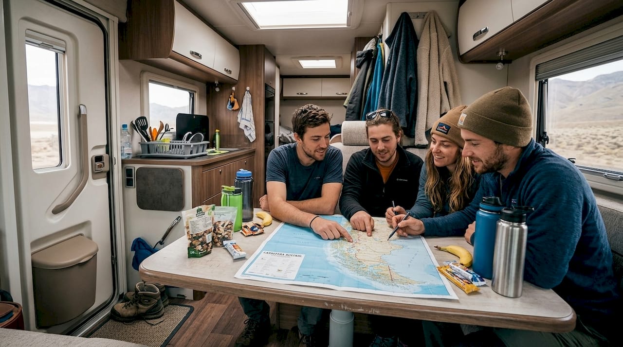 Un grupo organiza un viaje recorriendo Chile en una camper