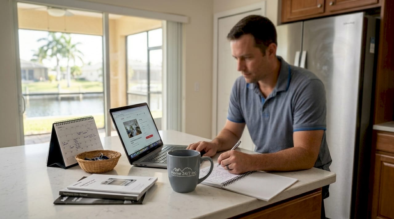 Why use a rental agency in Cape Coral? Boost income 2 Self-managed rental owner reviewing tasks