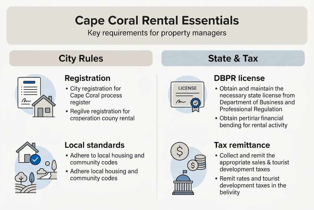 Infographic outlining Cape Coral rental requirements