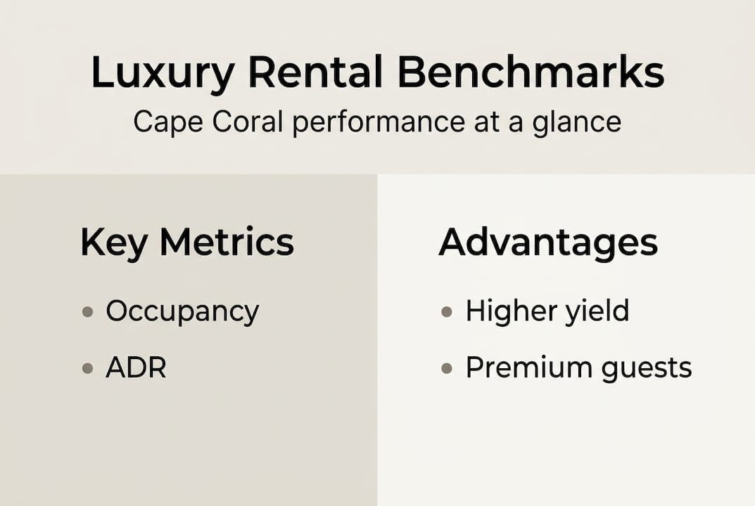 Manage Cape Coral luxury rentals for maximum profit 1 Infographic comparing Cape Coral luxury rental metrics