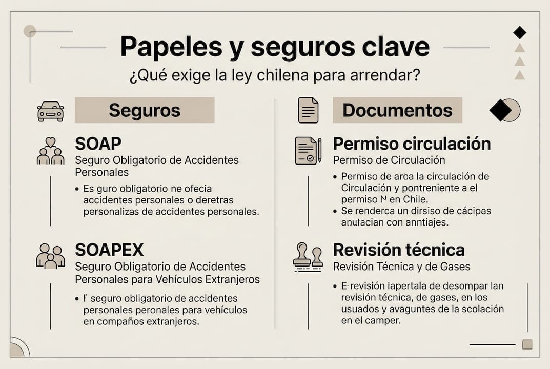 Guía visual sobre la documentación y los seguros imprescindibles para viajar en camper