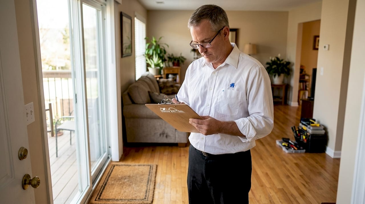 Property manager inspecting rental property
