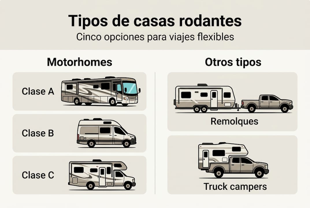 Conoce los cinco modelos más populares de casas rodantes en esta infografía