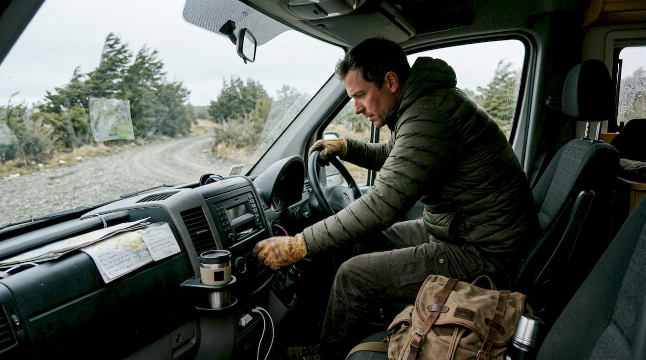 Puesta a punto del sistema de calefacción en nuestra camper durante el viaje por la Patagonia