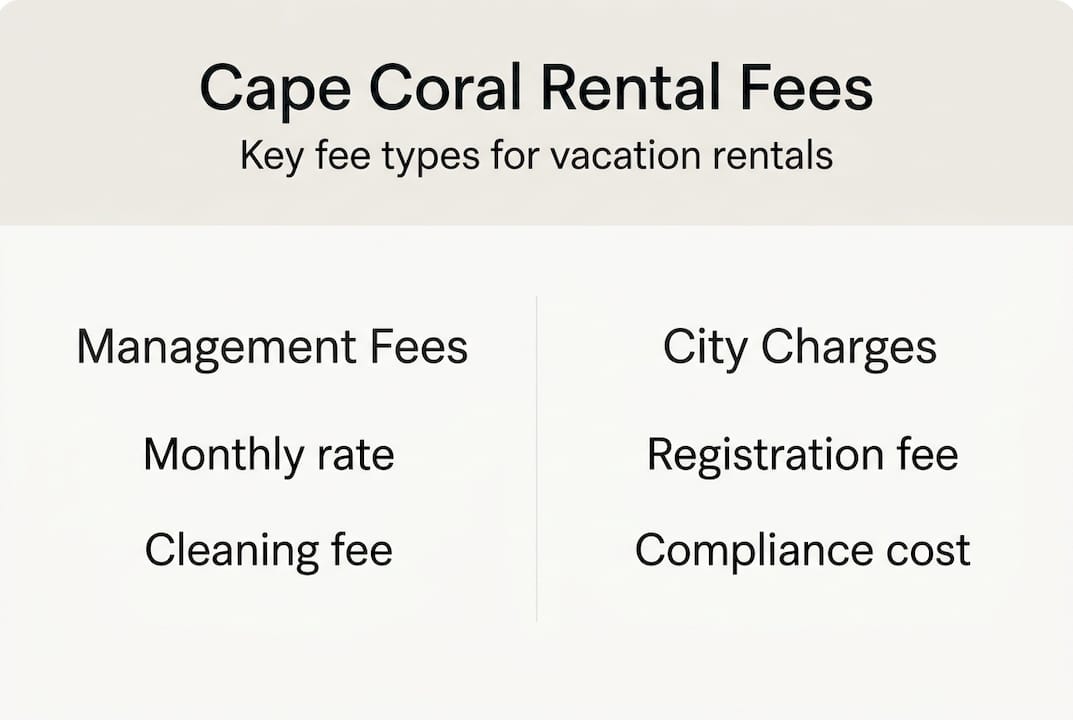 Explaining property management fees for Cape Coral vacation rentals 2 Infographic showing Cape Coral rental fee types
