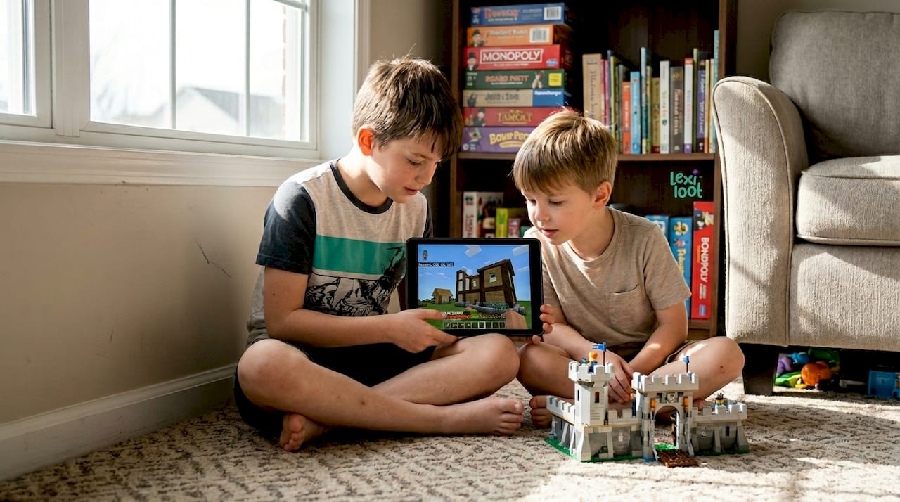 Children collaborating on Minecraft project