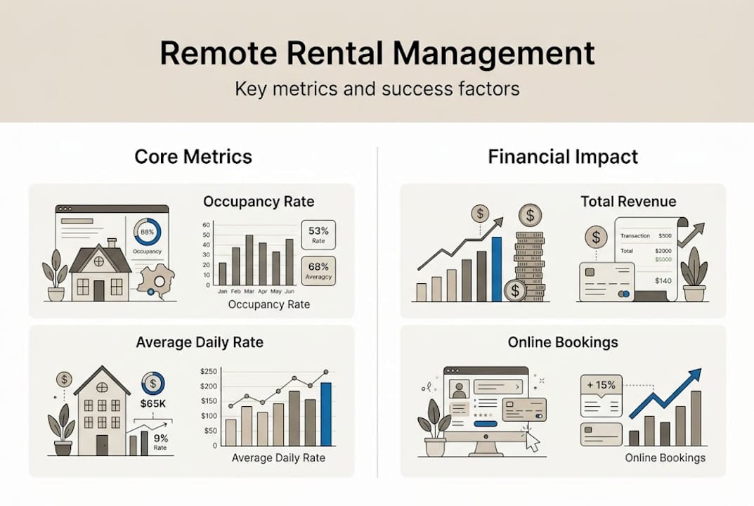 Remote rental management: stress-free property success 2 Infographic on remote rental success metrics