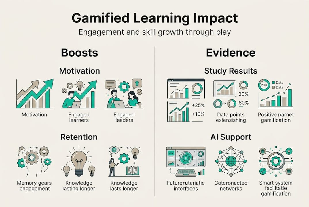 Infographic showing gamified learning results highlights