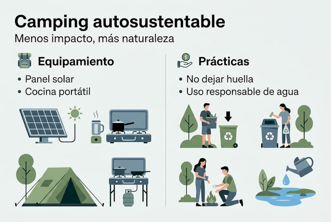 Guía visual para un camping sostenible: equipo imprescindible y consejos prácticos