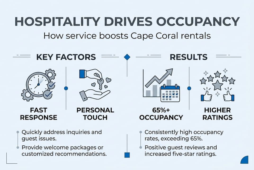 Hospitality drives 65%+ occupancy in Cape Coral rentals 1 Infographic on hospitality’s effect on Cape Coral rentals