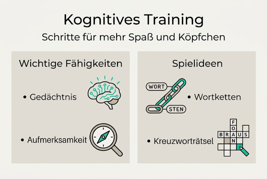 Schritt-für-Schritt-Infografik: So funktioniert effektives Gehirntraining