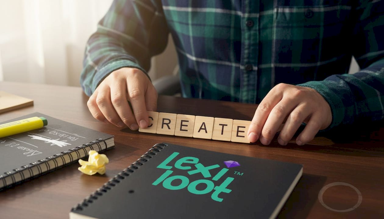 Hands rearranging letter tiles for anagram puzzle