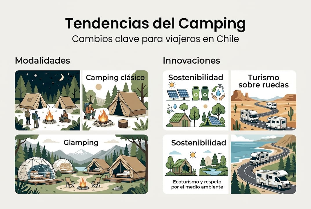 Infografía con las tendencias más destacadas del camping en Chile