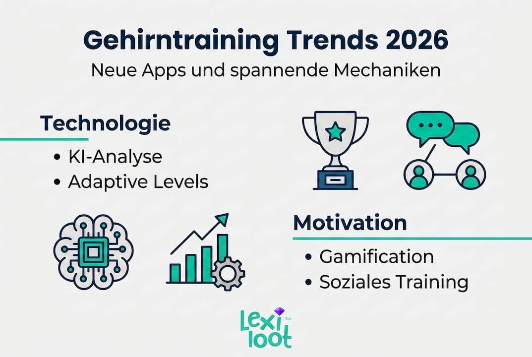Infografik: Aktuelle Entwicklungen und wichtige Features beim Gehirntraining
