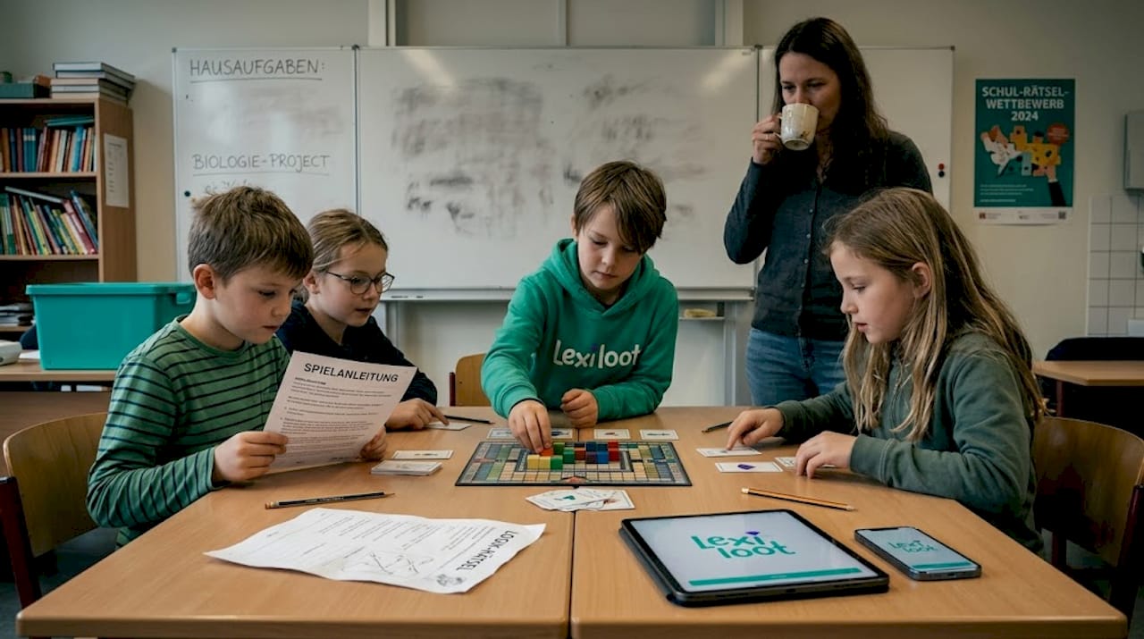 Kinder knobeln gemeinsam im Unterricht und lösen spannende Logikrätsel.