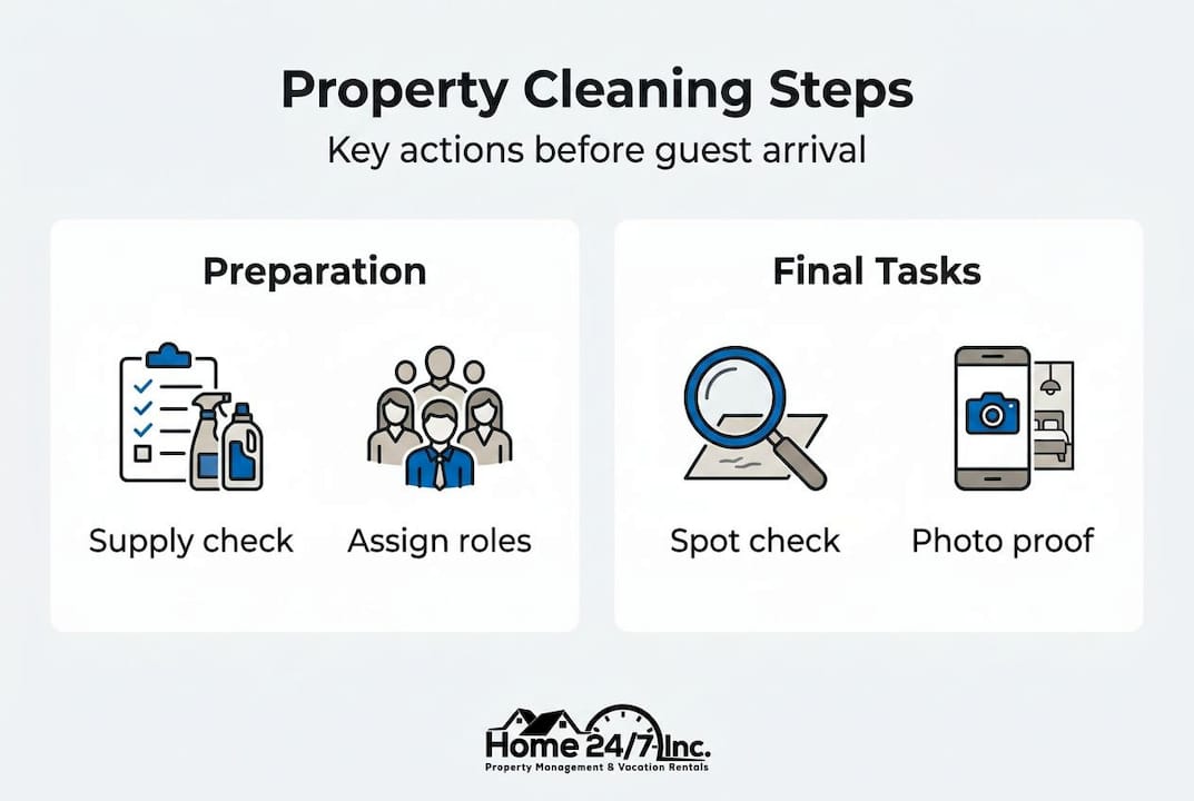 Infographic showing key rental cleaning steps