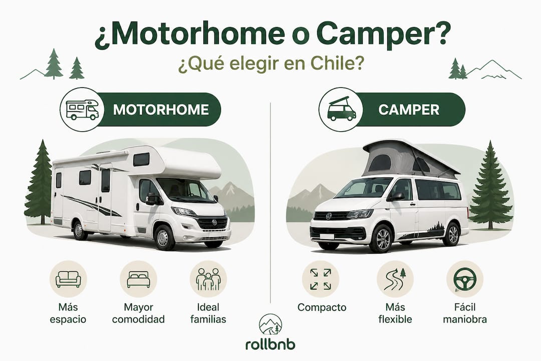 Motorhome o camper: comparación visual para elegir en Chile
