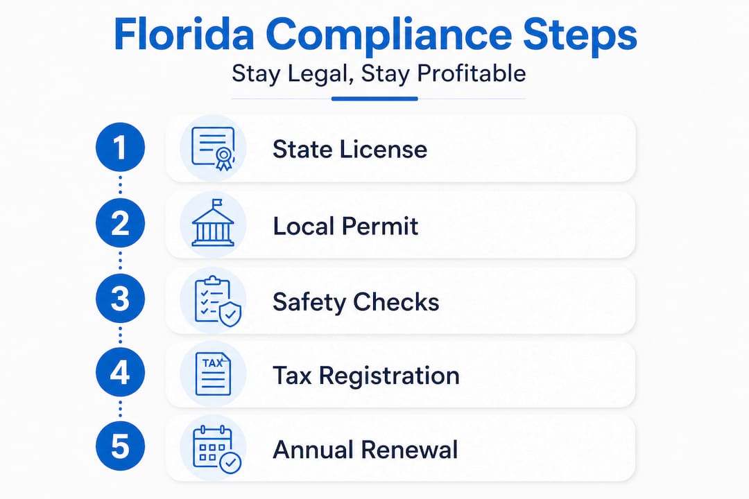 Why vacation rental compliance is key for Florida owners 1 Infographic Florida rental compliance process steps