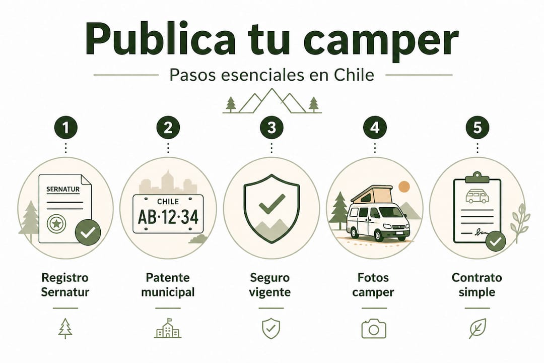 Infografía con los pasos esenciales para poner tu camper a la venta