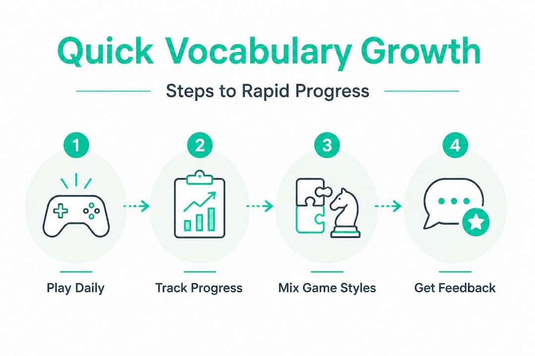 Infographic showing steps for vocabulary improvement