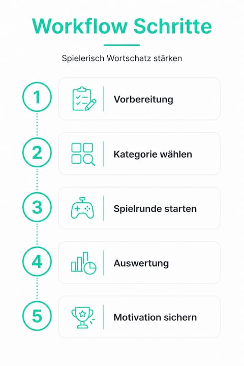 Grafik mit den fünf wichtigsten Schritten im Workflow