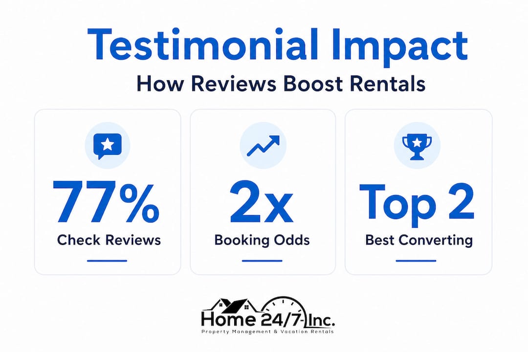 Infographic with testimonial statistics for rentals