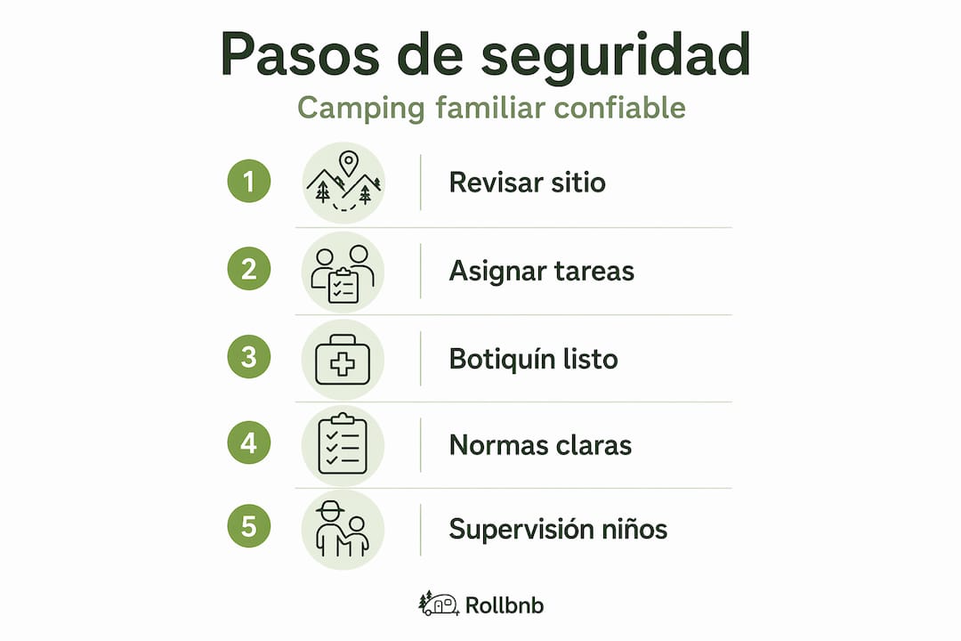 Infografía: pasos esenciales para acampar en familia de forma segura